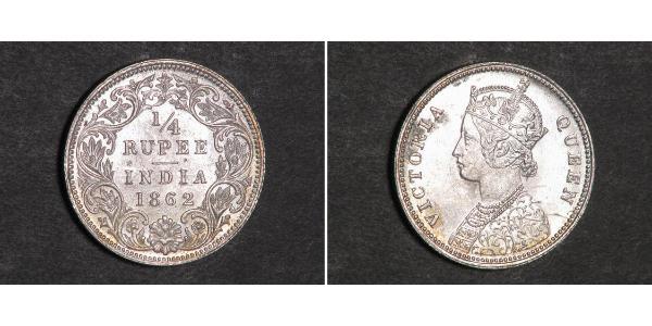 1/4 Rupee 英属印度 (1858 - 1947) 銀 维多利亚 (英国君主)