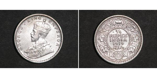 1/4 Rupee 英属印度 (1858 - 1947) 銀 乔治五世  (1865-1936)