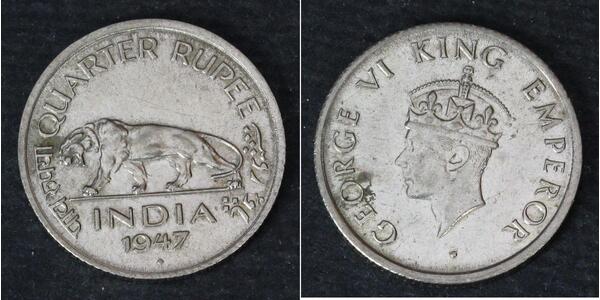1/4 Rupee 英属印度 (1858 - 1947) 镍 