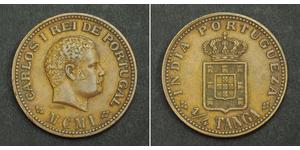 1/4 Tanga Portuguese India (1510-1961) Copper Carlos I of Portugal (1863-1908)