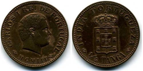 1/4 Tanga Португальская Индия (1510-1961) Бронза 