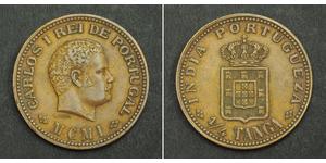 1/4 Tanga Португальская Индия (1510-1961) Медь Карлуш I король Португалии(1863-1908)
