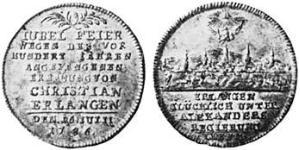 1/4 Thaler Principato di Ansbach (1398–1792) Argento Cristiano Federico di Brandeburgo-Ansbach(1736 – 1806)