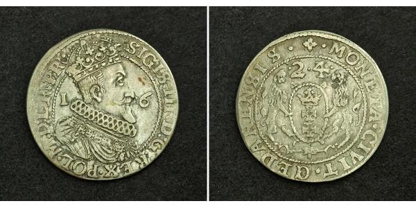 1/4 Thaler Gdansk (1454-1793) / República de las Dos Naciones (1569-1795) Plata Sigismund III