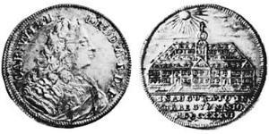 1/4 Thaler Principado de Ansbach (1398–1792) Plata Charles William Frederick, Margrave of Brandenburg-Ansbach (1712 – 1757)