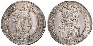 1/4 Thaler Salzburg Silver Johann Ernst von Thun und Hohenstein