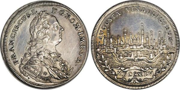 1/4 Thaler 奥格斯堡 (1276 - 1803 Augsburg) 銀 弗朗茨一世 (神圣罗马帝国) (1708 - 1765)