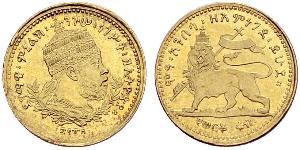 1/4 Werk Ethiopia Gold Menelik II of Ethiopia ( 1844 -1913)