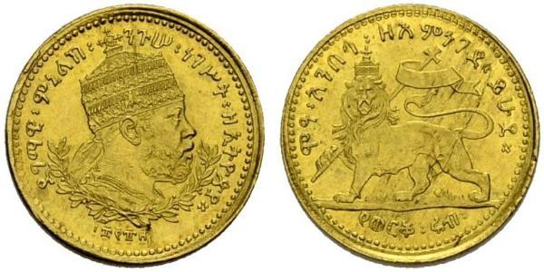 1/4 Werk Ethiopia Gold Menelik II of Ethiopia ( 1844 -1913)