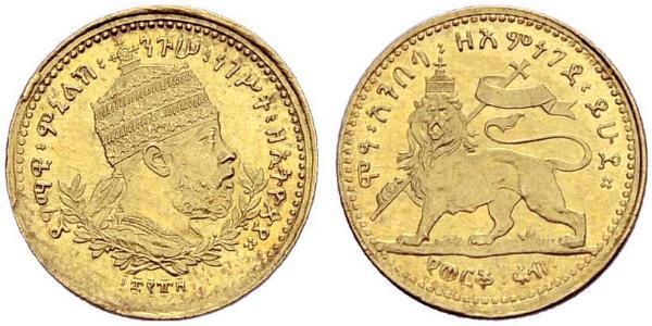 1/4 Werk Ethiopia Gold Menelik II of Ethiopia ( 1844 -1913)