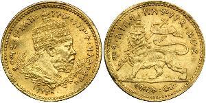 1/4 Werk Äthiopien Gold Menelik II of Ethiopia ( 1844 -1913)