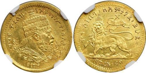 1/4 Werk Äthiopien Gold Menelik II of Ethiopia ( 1844 -1913)