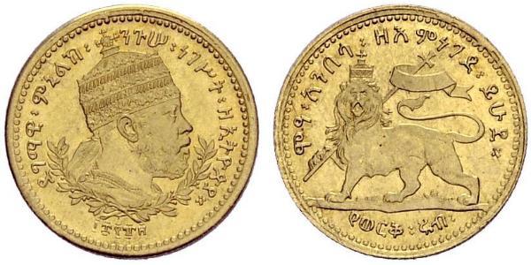 1/4 Werk Etiopia Oro Menelik II of Ethiopia ( 1844 -1913)