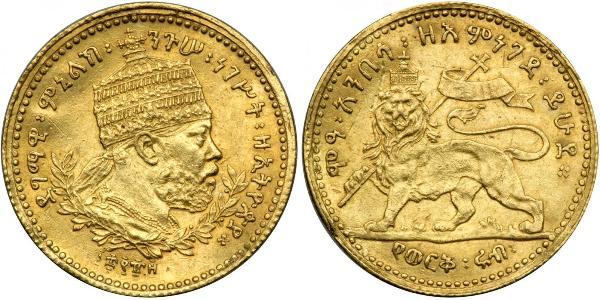 1/4 Werk Эфиопия Золото Menelik II of Ethiopia ( 1844 -1913)