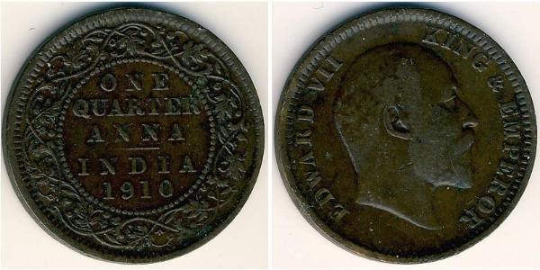 1/4 Анна Британская Индия (1858-1947) Бронза Эдуард VIII (1894-1972)
