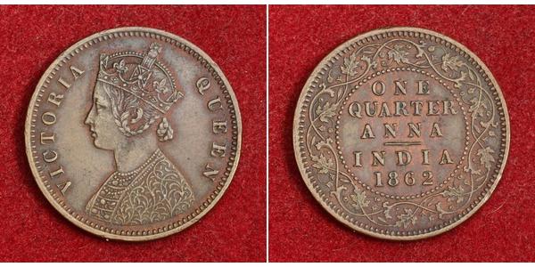 1/4 Анна Британська Індія (1858-1947) Мідь Вікторія (1819 - 1901)