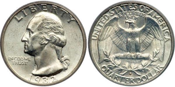 1/4 Долар / 25 Цент США (1776 - ) Мідь/Срібло Джордж Вашингтон