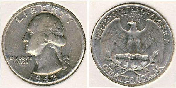 1/4 Долар / 25 Цент США (1776 - ) Мідь/Срібло Джордж Вашингтон