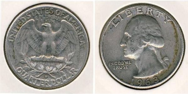 1/4 Долар / 25 Цент США (1776 - ) Мідь/Срібло Джордж Вашингтон