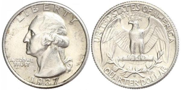 1/4 Доллар США (1776 - ) Никель/Медь Джордж Вашингтон
