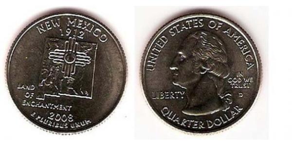 1/4 Доллар США (1776 - ) Никель/Медь Джордж Вашингтон