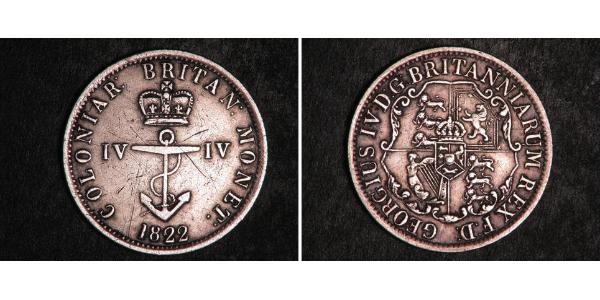 1/4 Доллар Британская Индия (1858-1947) Серебро Георг IV (1762-1830)