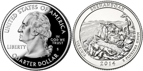 1/4 Доллар США (1776 - ) Серебро Джордж Вашингтон
