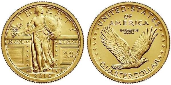 1/4 Доллар / 25 Цент США (1776 - ) Золото 