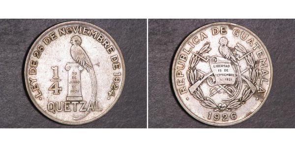 1/4 Кетцаль Республіка Ґватемала (1838 - ) Срібло 