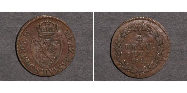 1/4 Крейцер Федеральні землі Німеччини / Герцогство Нассау (1806 - 1866) Мідь 