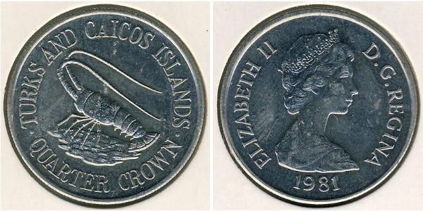 1/4 Крона(англійська) Теркс і Кайкос Нікель/Мідь Єлизавета II (1926-2022)