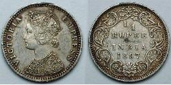 1/4 Rupee Raj Británico (1858-1947) Plata Victoria (1819 - 1901)