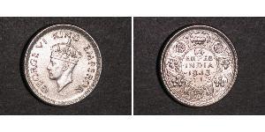 1/4 Рупія Британська Індія (1858-1947) Срібло Георг VI (1895-1952)