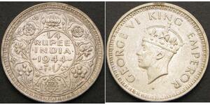 1/4 Рупія Британська Індія (1858-1947) Срібло Георг VI (1895-1952)