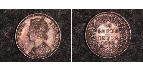 1/4 Рупія Британська Індія (1858-1947) Срібло Вікторія (1819 - 1901)
