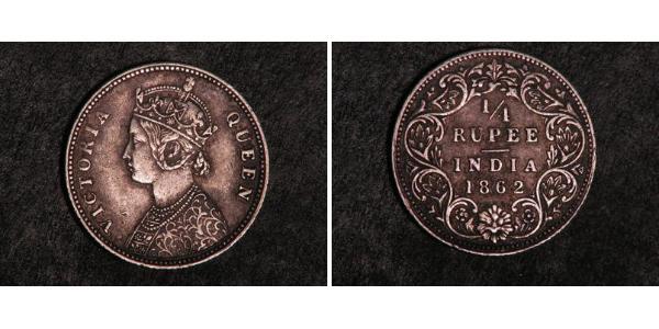 1/4 Рупія Британська Індія (1858-1947) Срібло Вікторія (1819 - 1901)