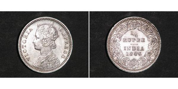 1/4 Рупія Британська Індія (1858-1947) Срібло Вікторія (1819 - 1901)