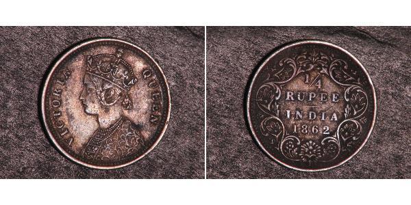1/4 Рупія Британська Індія (1858-1947) Срібло Вікторія (1819 - 1901)