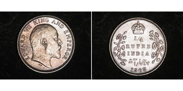 1/4 Рупія Британська Індія (1858-1947) Срібло Едвард VII (1841-1910)