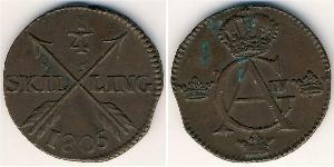 1/4 Скиллинг Sweden Copper 