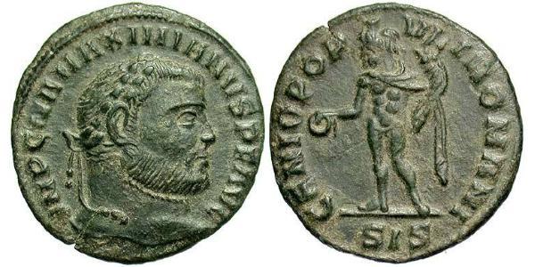 1/4 Фоллис Римская империя (27BC-395) Бронза Максимиан (250-310)
