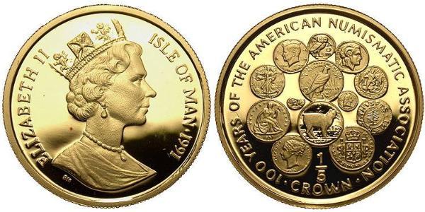 1/5 Crown Isle of Man Gold Elizabeth II (1926-2022)