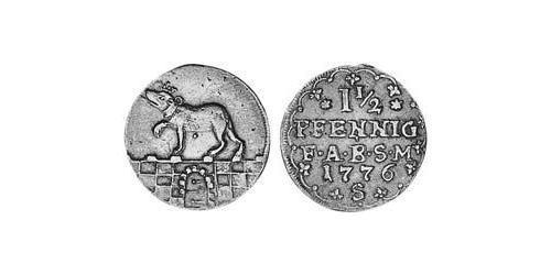 1.5 Pfennig Anhalt-Bernburg (1603 - 1863) 銅 Frederick Albert, Prince of Anhalt-Bernburg (1735 – 1796)