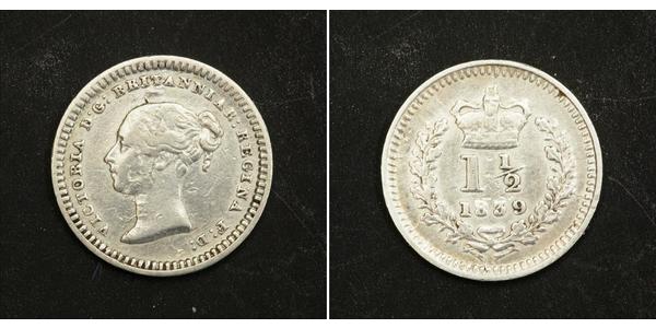 1.5 Пенни Великобритания  Серебро Виктория (1819 - 1901)