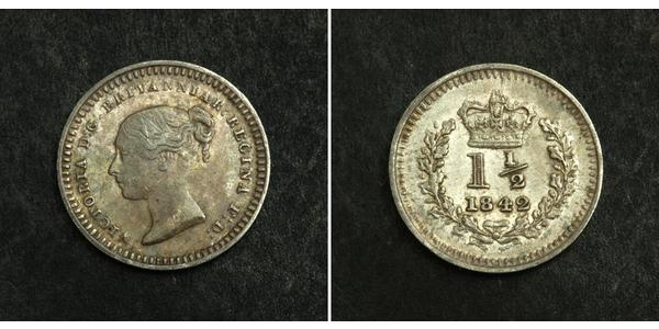1.5 Пенни Великобритания  Серебро Виктория (1819 - 1901)