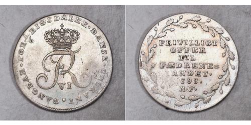 1/6 Rigsdaler Danemark Argent Frédéric VI de Danemark (1768 -1839)