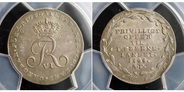 1/6 Rigsdaler Dinamarca Plata Federico VI de Dinamarca (1768 -1839)