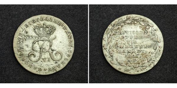 1/6 Rigsdaler Denmark Silver Frederick VI of Denmark (1768 -1839)