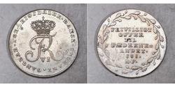1/6 Rigsdaler Дания Серебро Фредерик VI, король Дании (1768 -1839)