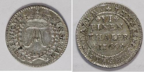 1/6 Thaler Anhalt-Zerbst  (1544 - 1796) Argent Frederick Augustus, Prince of Anhalt-Zerbst (1734 – 1793)